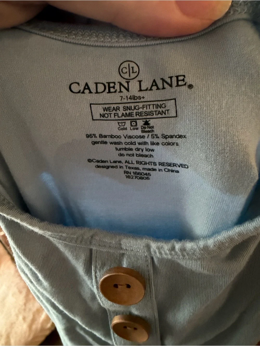Caden Lane Solid Light Dusty Blue Bamboo Knot Gown, Newborn